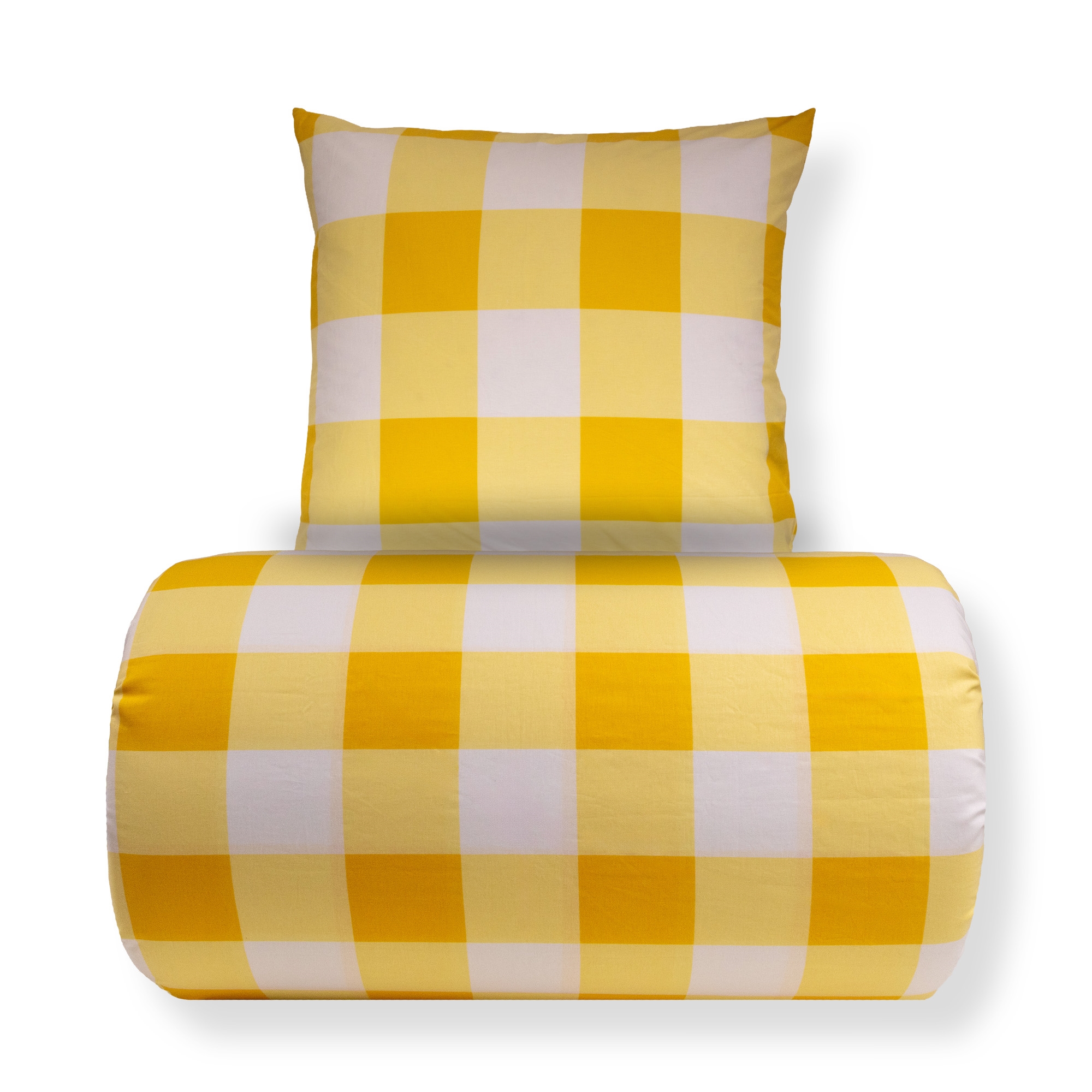 Doppelbett-Bettwäsche 200x220 cm - 100% Baumwolle - Gelbes Karomuster