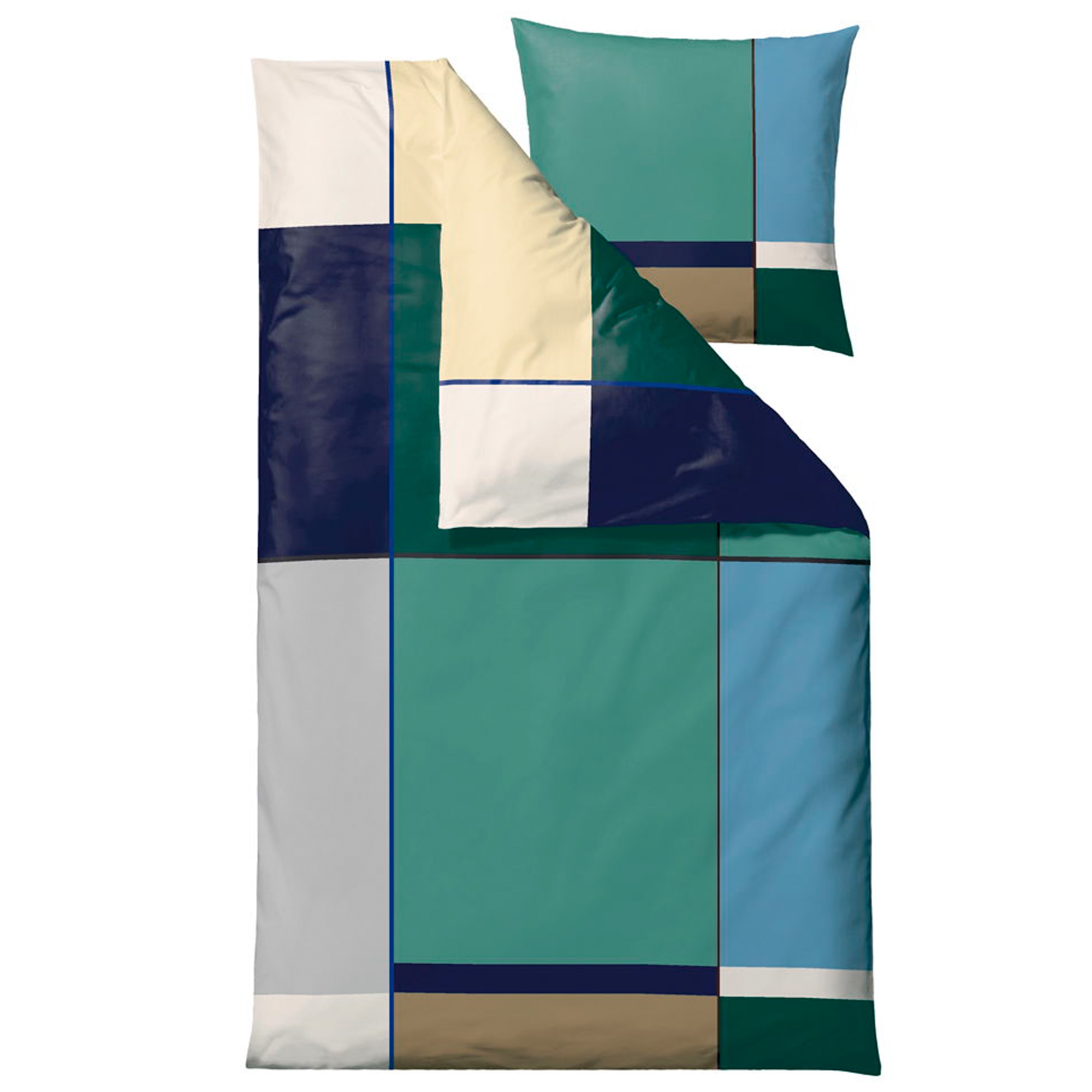Bettwäsche 140x220 cm - 100 % Baumwollsatin - Södahl Colour Block - Grün