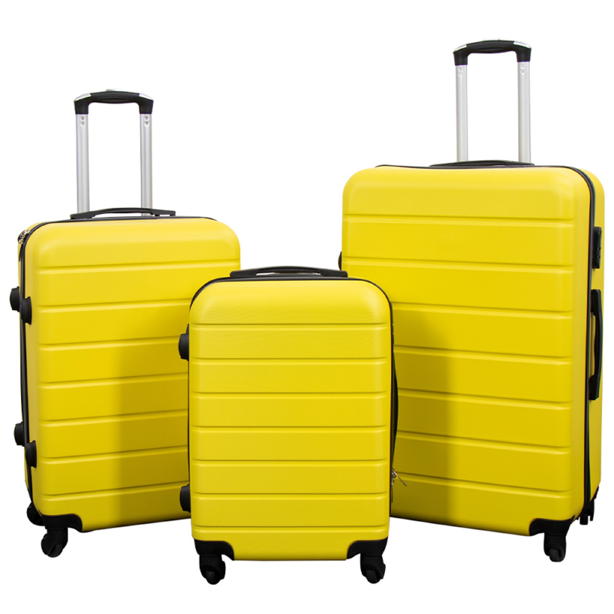 Koffer-Angebot - 3er-Set. - Exklusives Hardcase Koffer-Set - Streifendesign in Gelb