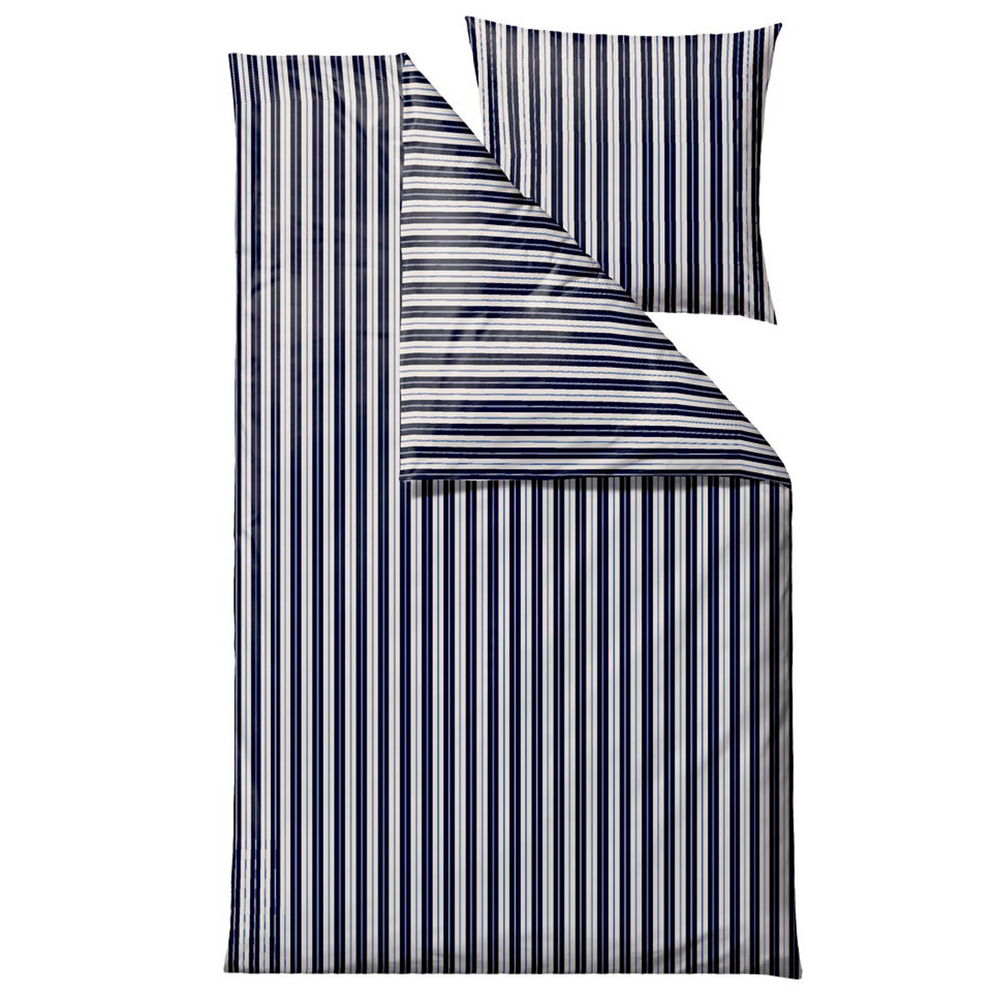 Bettwäsche 140x220 cm - 100 % Baumwolle - Södahl Flow - Blau gestreift