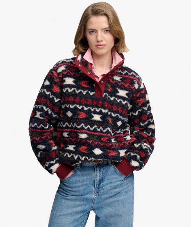 Superdry Damen Superweicher Bedruckter Teddy-fleece Black - Größe: 42