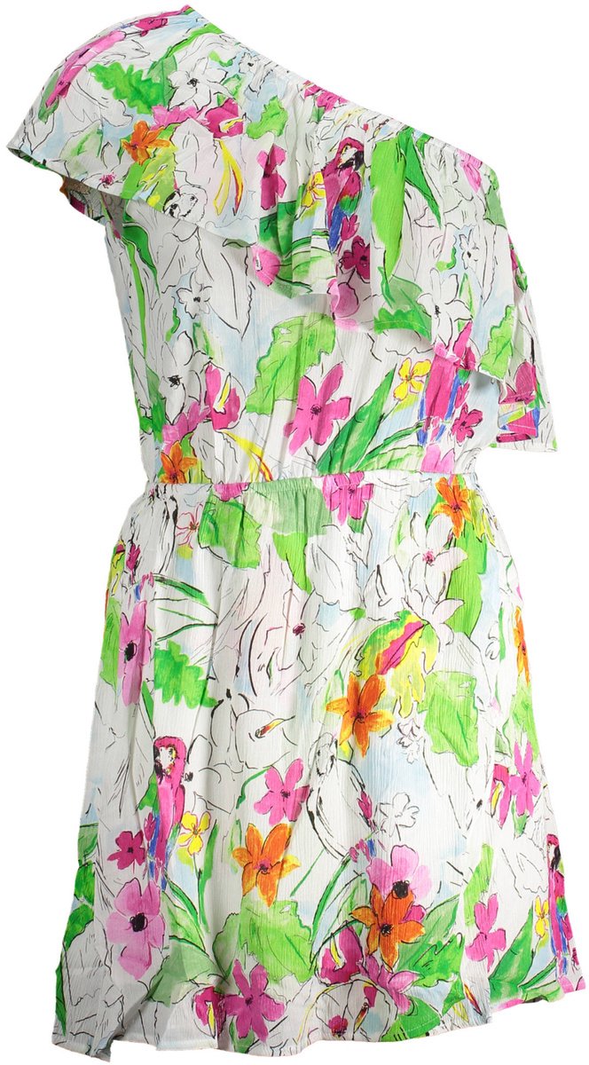 Kurzes asymmetrisches tropisches Kleid, Damen Desigual