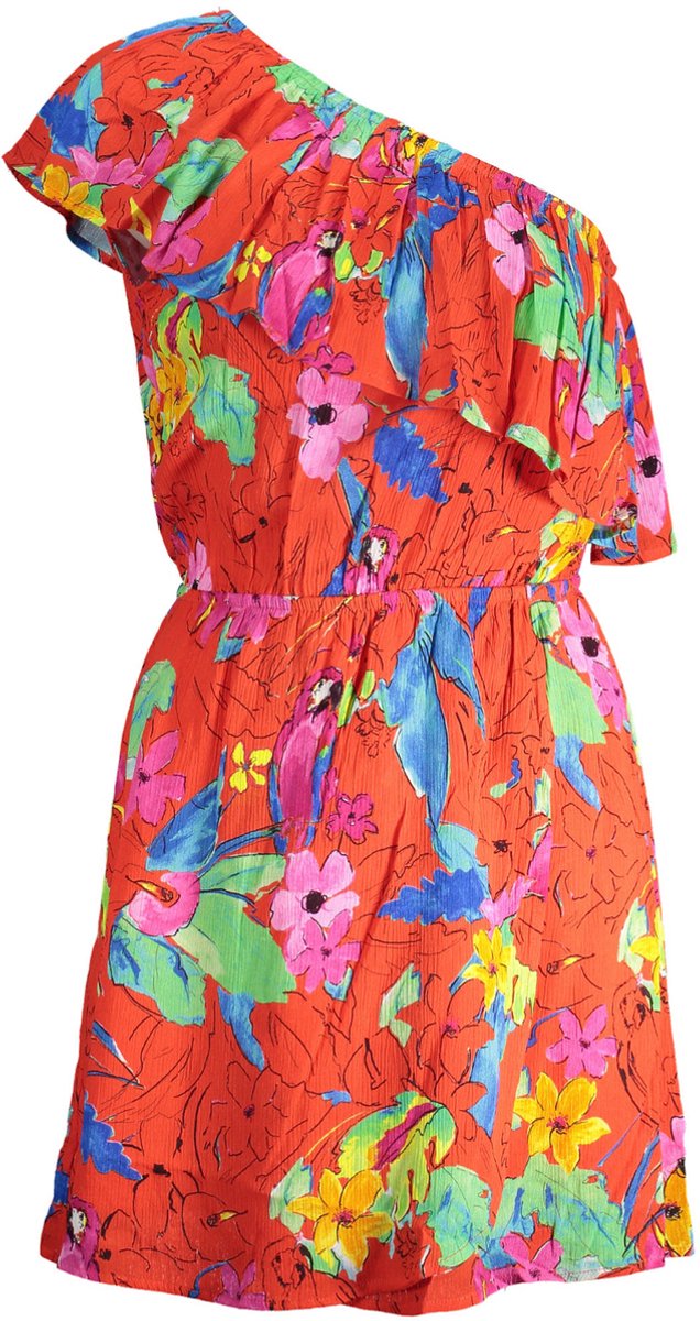 Kurzes asymmetrisches tropisches Kleid, Damen Desigual