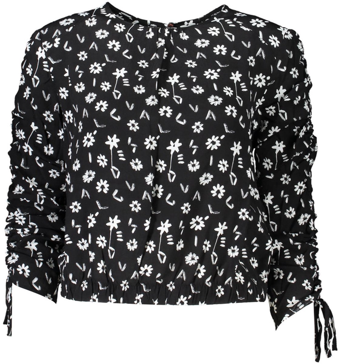 T-Shirt court gerafft Blumen Frau Desigual
