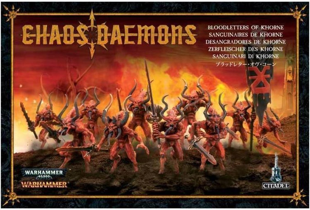 Set mit 10 Figuren Games Workshop Warhammer AoS & 40k - Daemons Of Khorne Bloodletters