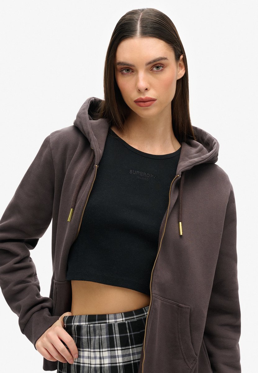 Damen-Sweatshirt mit Reißverschluss und Kapuze mit Strasssteinen in Tattoo-Optik Superdry