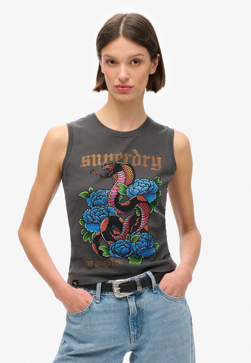 Tanktop mit Strasssteinen Tattoo-Effekt Damen Superdry