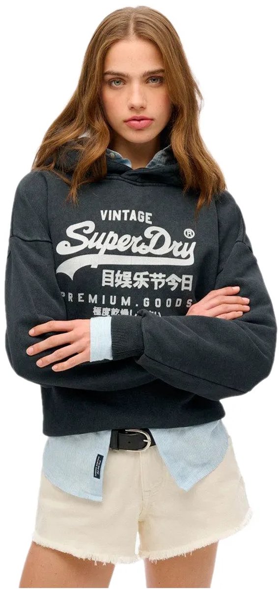 Metallic-Kapuzen-Sweatshirt, Damen Superdry Vintage Logo