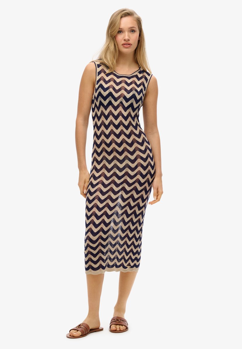 Langarm-Strickkleid mit Zickzackmuster für Frauen Superdry