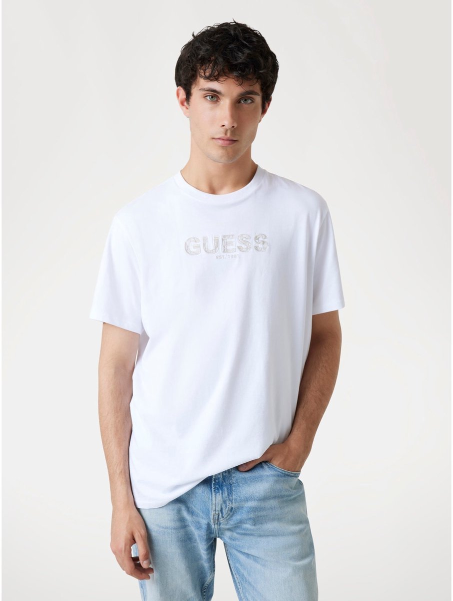 Basic T-Shirt mit gesticktem Logo Guess