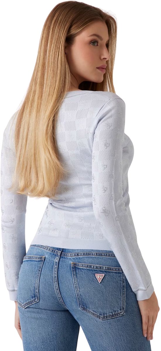 Pullover mit langen Ärmeln und V-Ausschnitt für Frauen Guess Rosie 4G