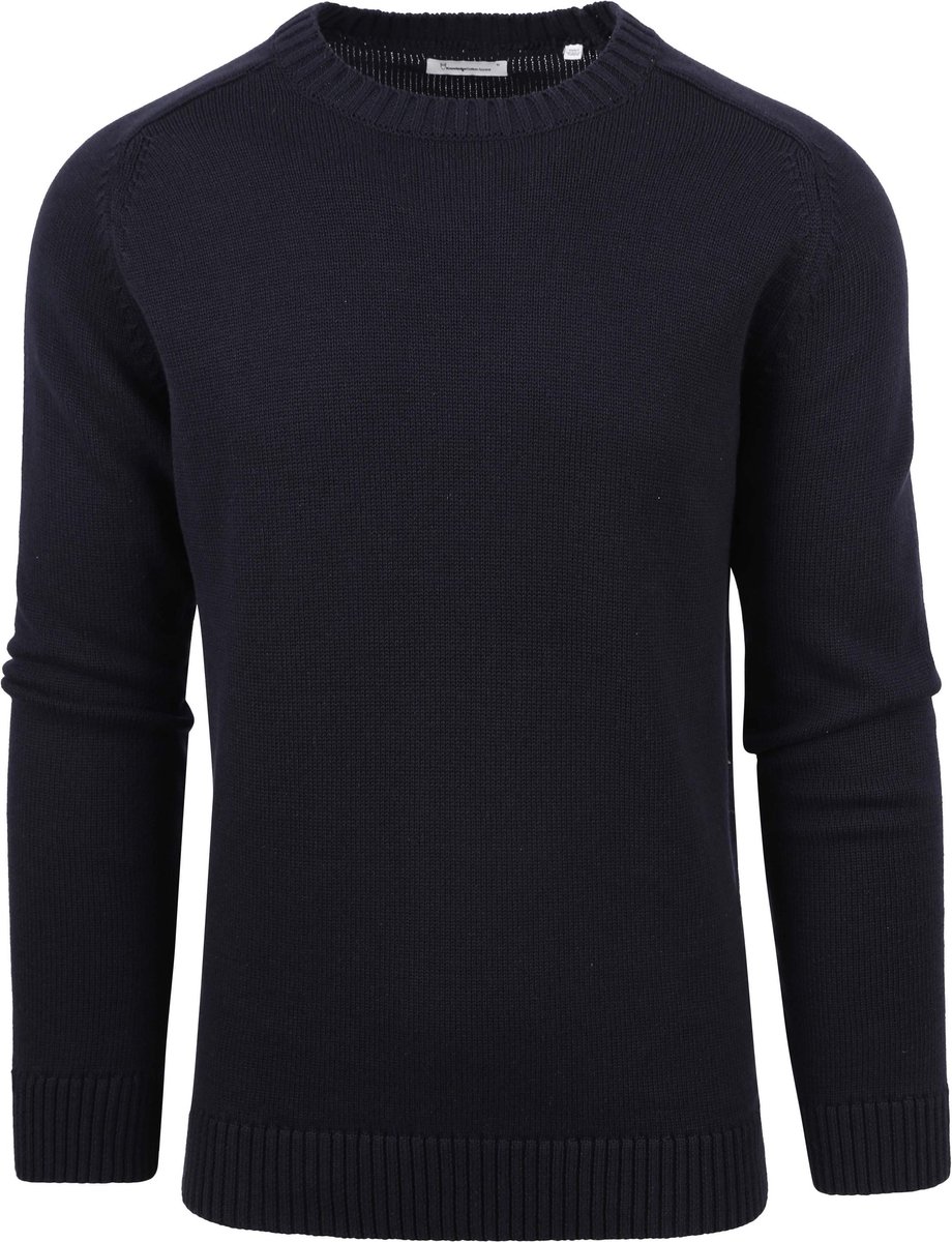 Rundhals-Pullover aus einfarbiger Maschenware KnowledgeCotton Apparel