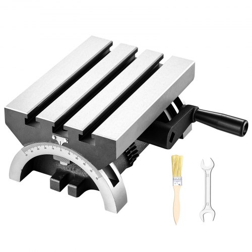 VEVOR Rotary Table 178 x 127 mm Tilting Milling Table Heavy Duty Cast Iron, Robust & Durable, with 0-45 Degree Left & Right Adjustable, Worm Gear, Precision Scale, for Milling Machine, Drill Press