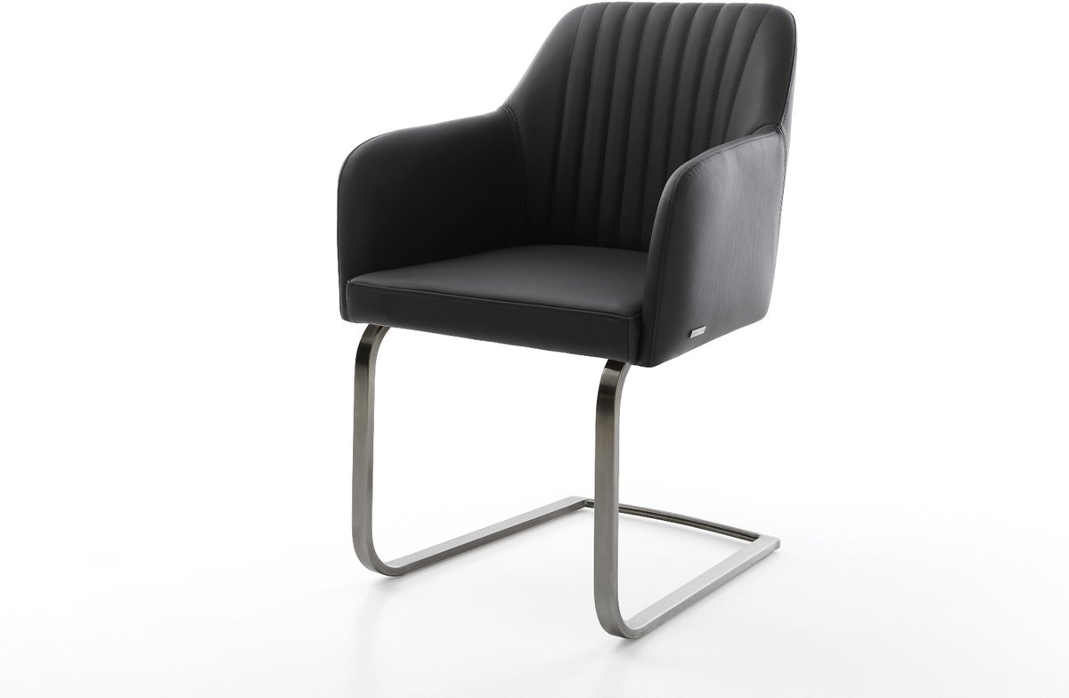 Freischwinger Greg-Flex Echt-Leder Schwarz Freischwinger flach Graphit Taschenfederkern