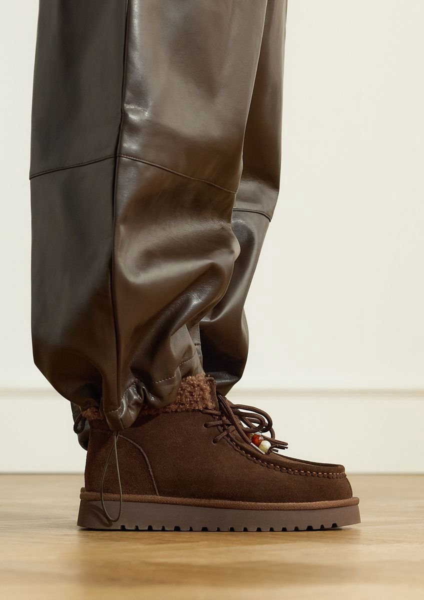 Donkerbruine suède snowboots