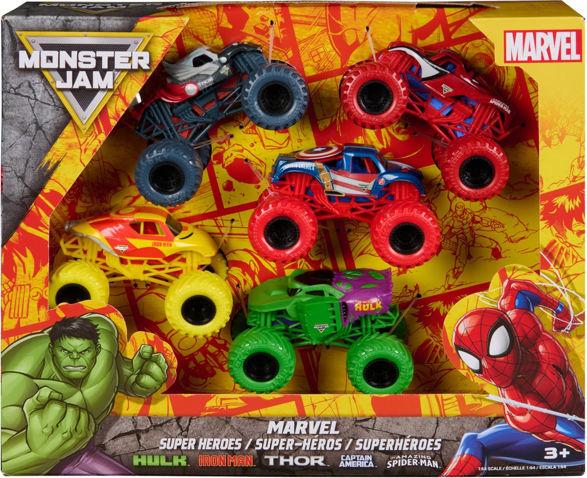 Marvel Die-Cast Fahrzeug-Set 5er-Pack 1:64 Monster Jam - Hulk, Iron Man, Thor... - SPIN MASTER - Ab 3 Jahren