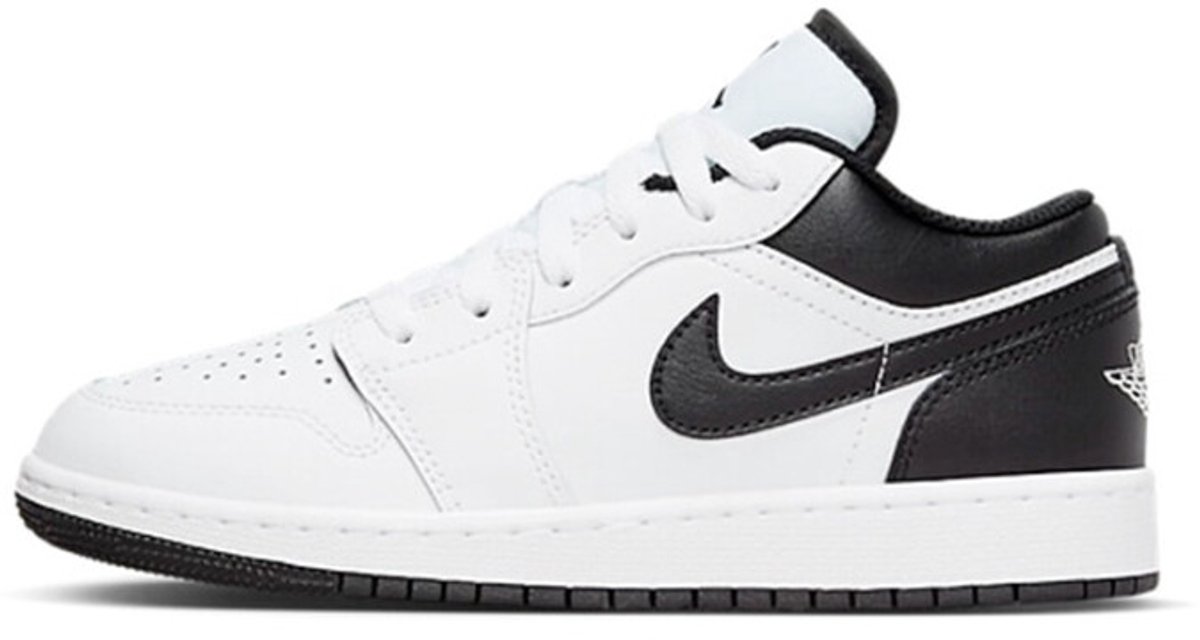 Air Jordan 1 Low GS Weiß Schwarz Kinder Sneakers 553560-132 38.5 black