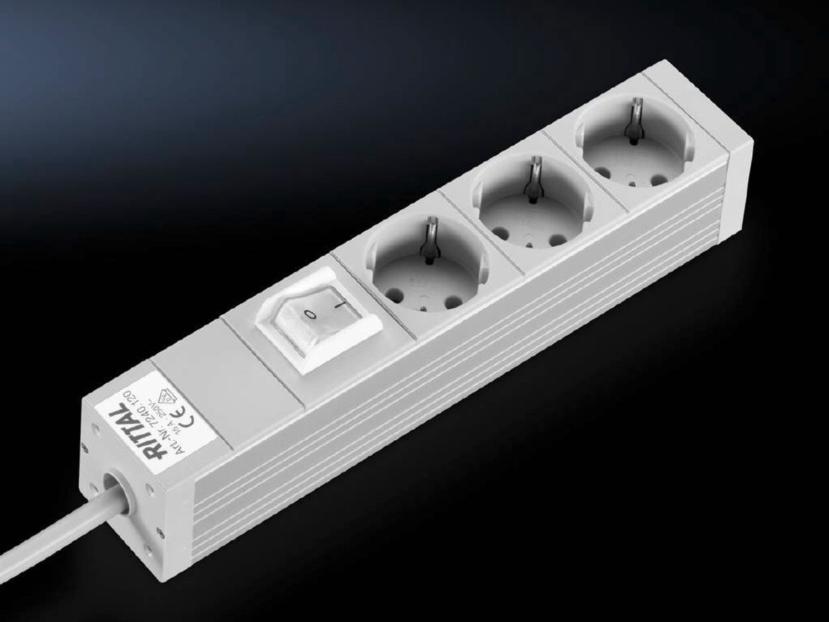 Rittal DK 7240.120 Presa multipla 3 vani, con interruttore Alluminio Grigio 1 pz.