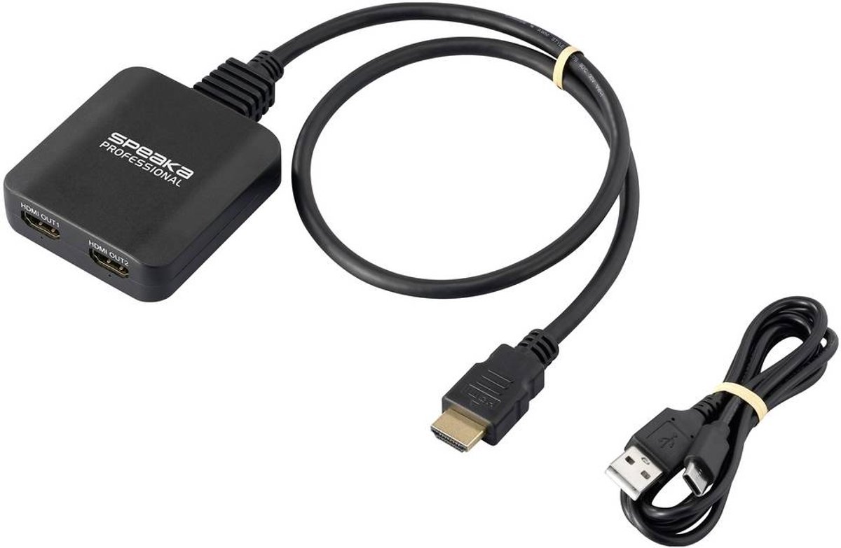 SpeaKa Professional SP-HDMIS-300 2 Porte Distributore, splitter HDMI Predisposto Ultra HD 7680 x 4320 Pixel Nero