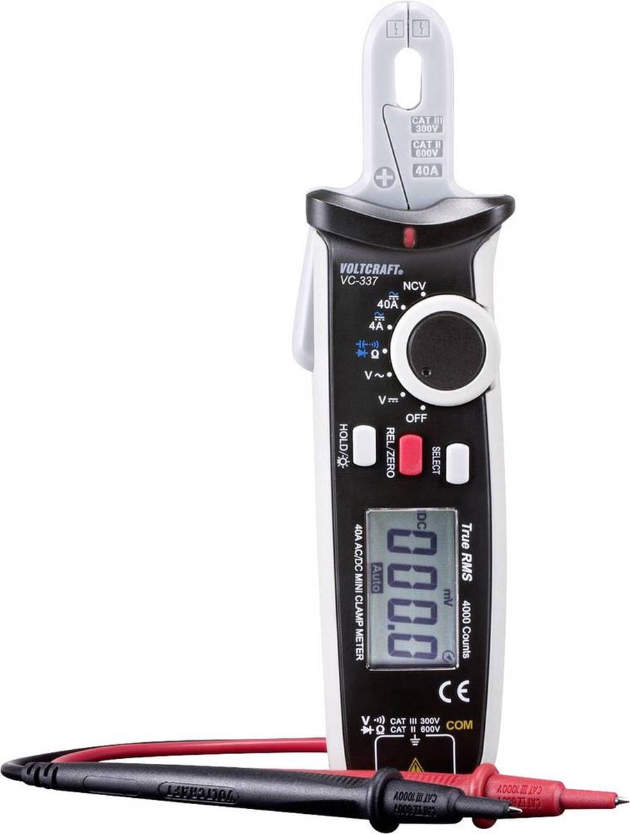 VOLTCRAFT VC-337 Pinza amperometrica digitale CAT III 300 V, CAT II 600 V Display (Counts): 4000