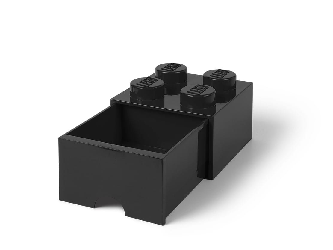 LEGO Aufbewahrungsstein mit 4 Noppen und Schubfach in Schwarz