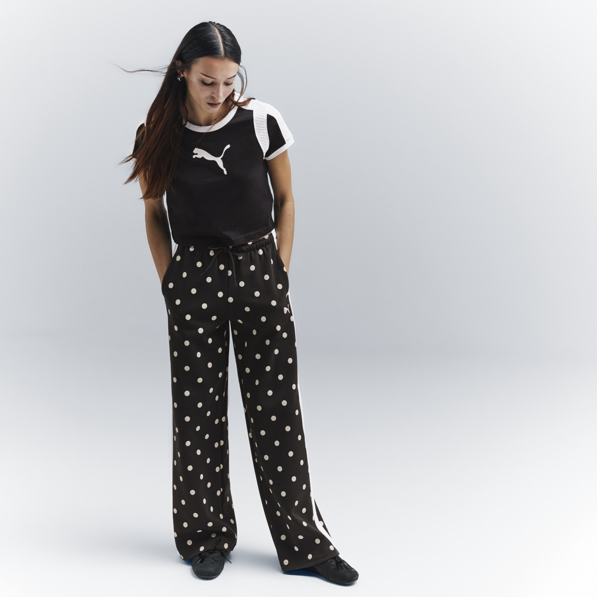 PUMA T7 Polka Dots Strickhose Damen, Kleidung, Schwarz, S