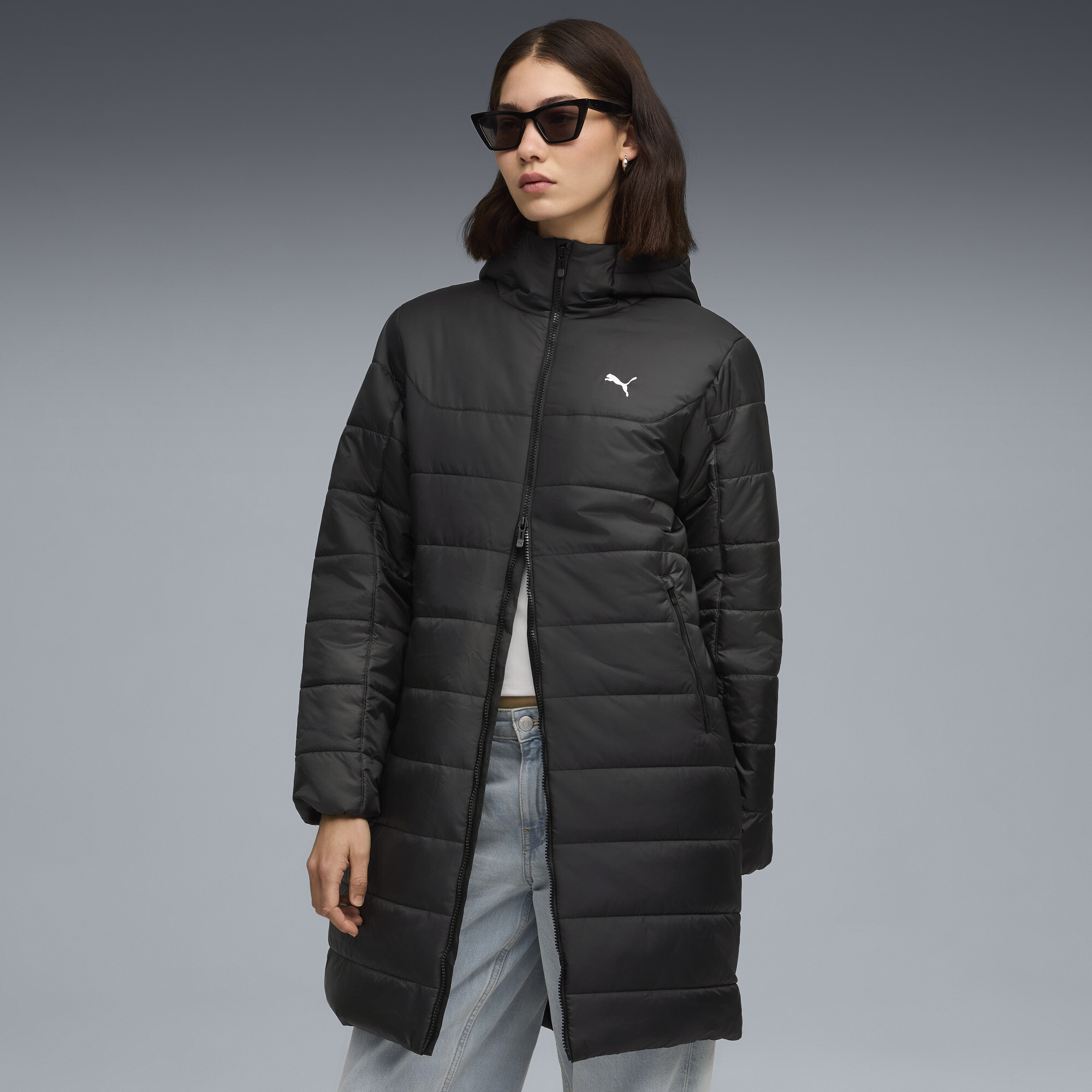 PUMA Essentials Wattierter Parka mit Kapuze Damen, Kleidung, Schwarz, S