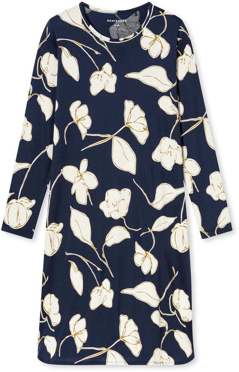 Nachthemd langarm Blumen deep blue sea - Comfort Nightwear 46