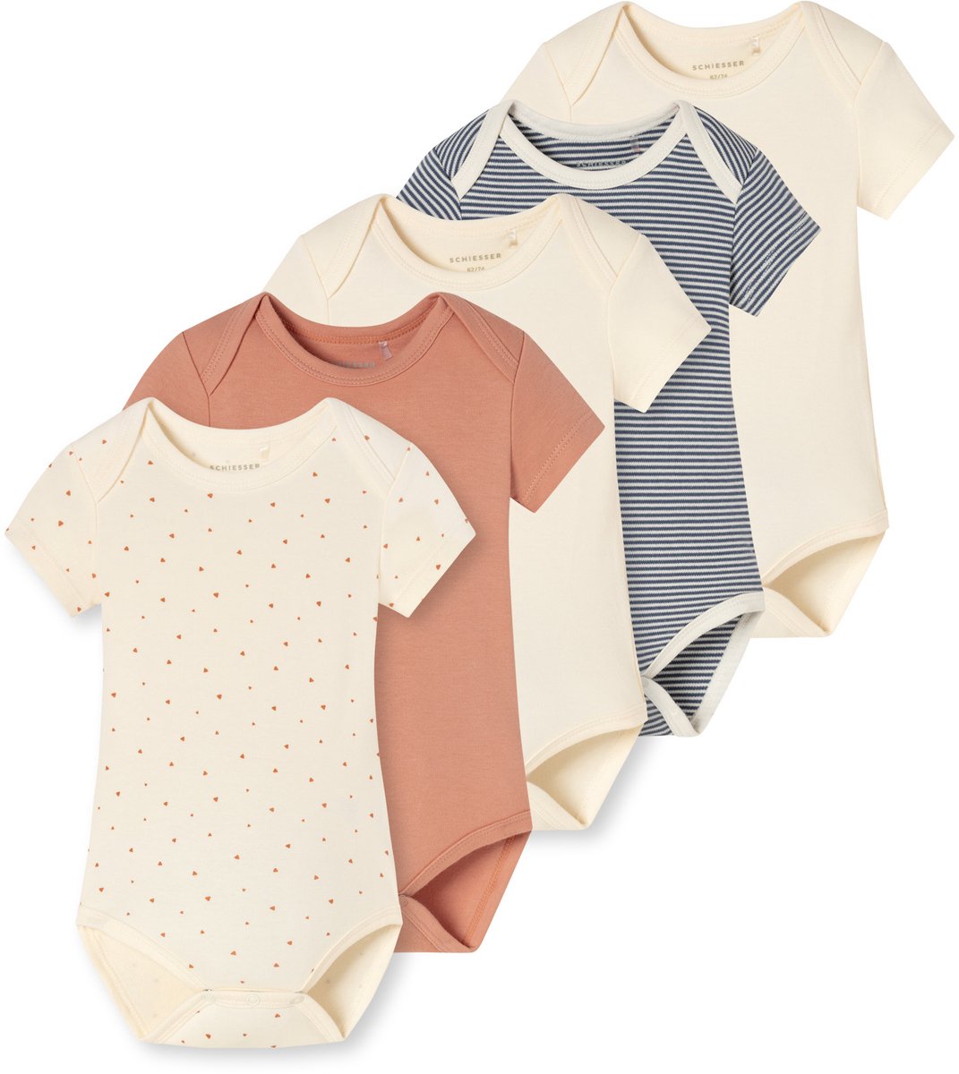 Babybodies Feinripp kurzarm 5er-Pack mehrfarbig - Baby 92/98