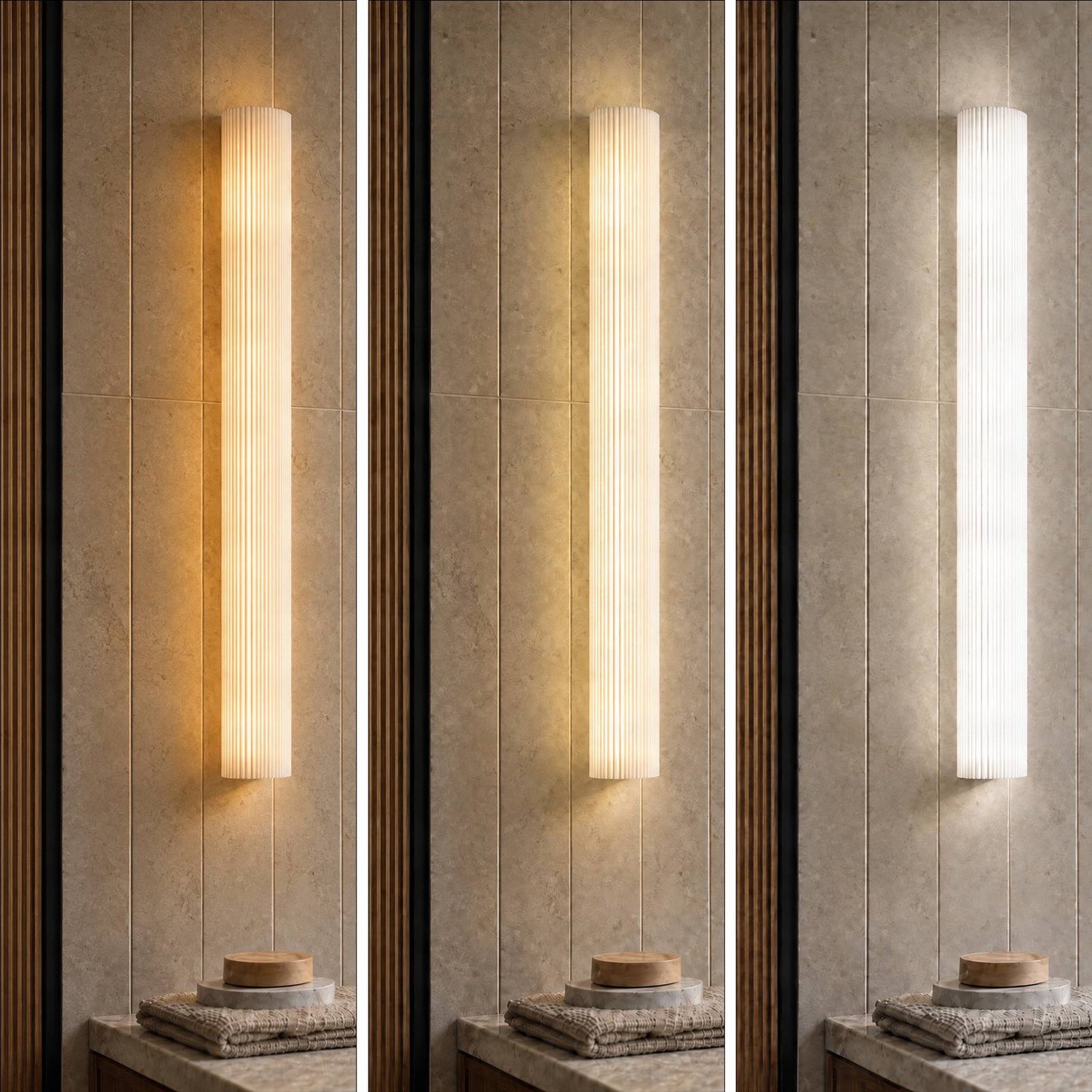 Victoire LED-Badwandlampe, 70 cm, weiß/chrom, CCT, Glas - Lucande - Badezimmer - Modern - Einflammig