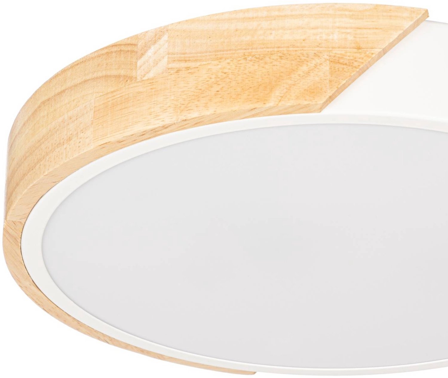 Lynorri LED-Deckenleuchte, Ø 31 cm, weiß, Holzdekor - Prios - Wohnzimmer - Modern - Kunststoff - Rund