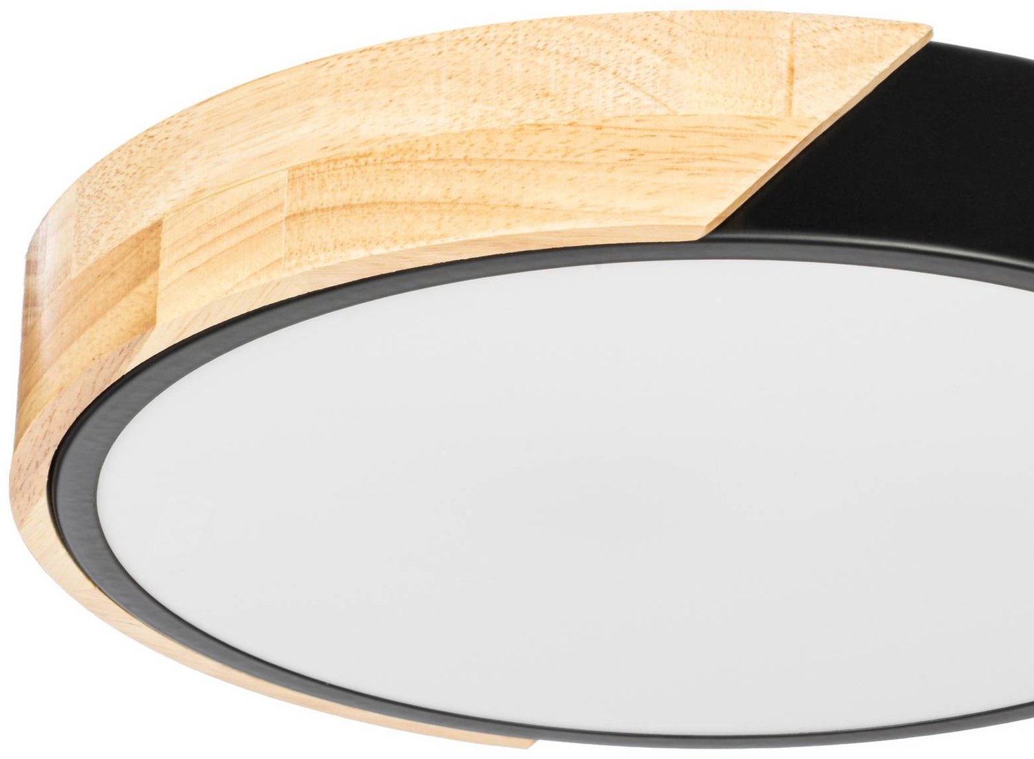 Lynorri LED-Deckenleuchte, Ø 31 cm, schwarz, Holzdekor - Prios - Wohnzimmer - Modern - Kunststoff - Rund
