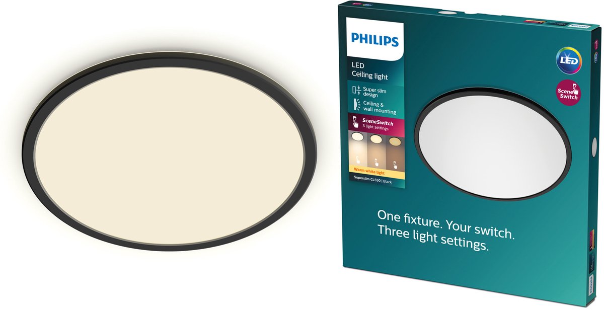 Signify Philips 3in1 LED Leuchte CL550 1300lm 2700K Dimmen o DS schw