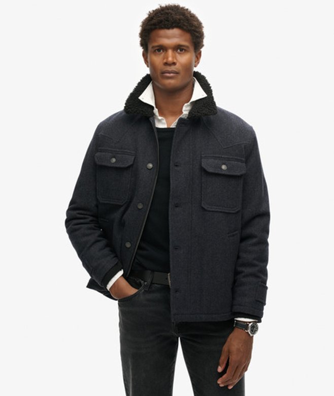 Superdry Herren The Merchant Store-arbeitsjacke aus Wolle Marineblau - Größe: M
