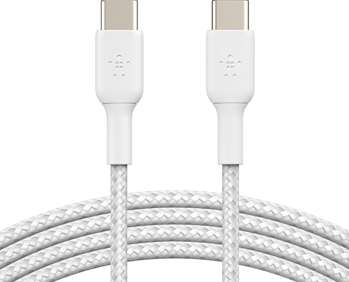 Belkin Belkin geflochtenes USB-C/USB-C 2.0 Kabel, 1m, weiß,Doppelpack