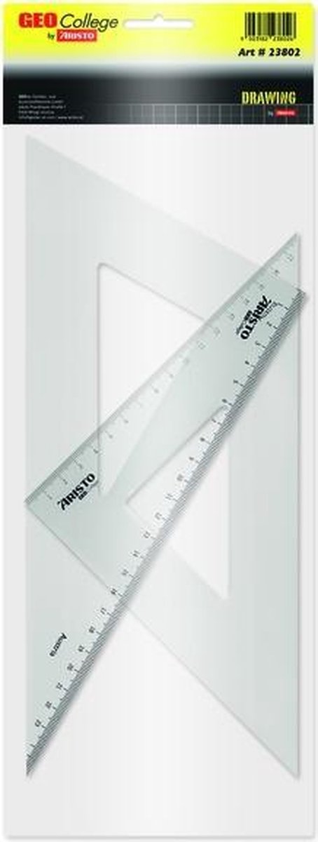 20 x Aristo Zeichendreieck-Set 45/60 Grad 26/30cm glasklar
