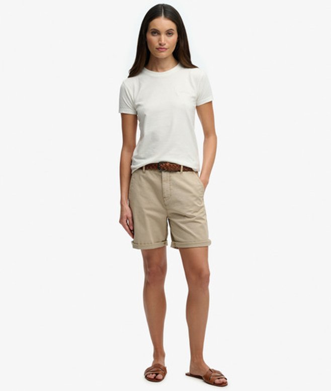 Superdry Damen Chino Shorts Brown - Größe: 34