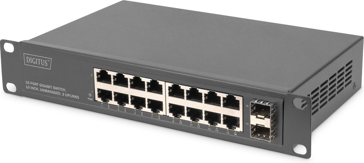 Assmann DIGITUS 10- Gigabit 16-Port Unmanaged Switch mit 2× 1G SFP