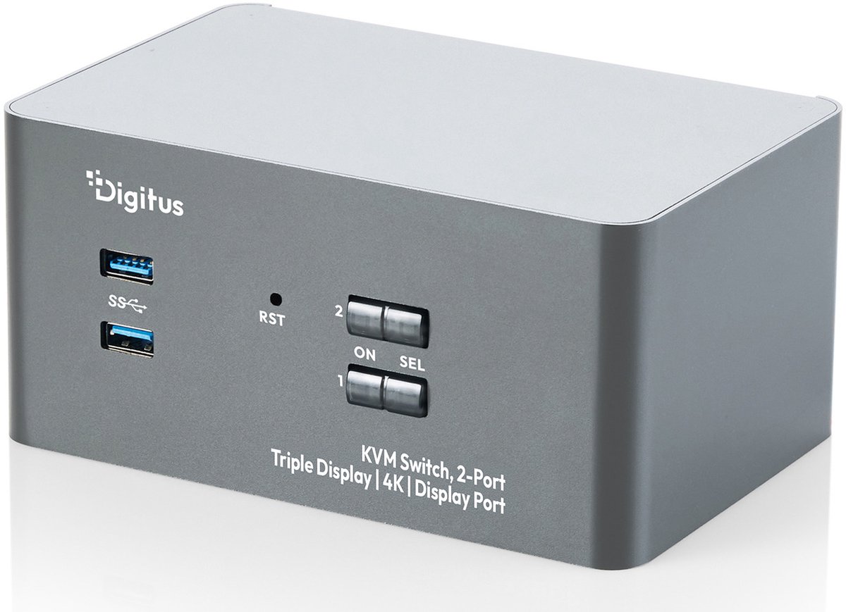Assmann DIGITUS KVM-Switch, 2-Port, Triple-Display, 4K, DisplayPort