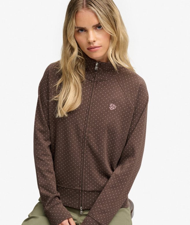 Superdry Damen Polka Dot Track Top Lockere Passform Brown - Größe: 38