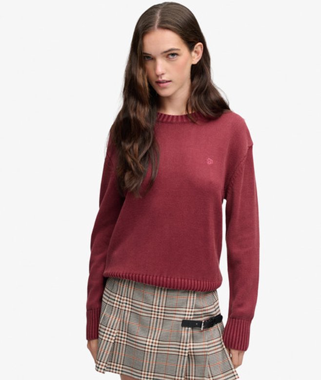 Superdry Damen Classic Pullover mit Regulärer Passform Red - Größe: 40