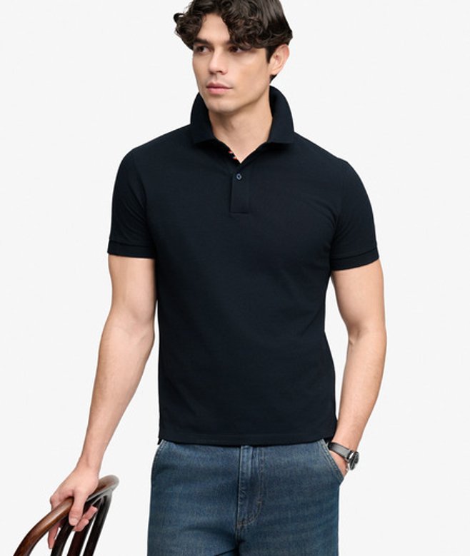 Superdry Herren City Pique Poloshirt Lockere Passform Navy - Größe: M