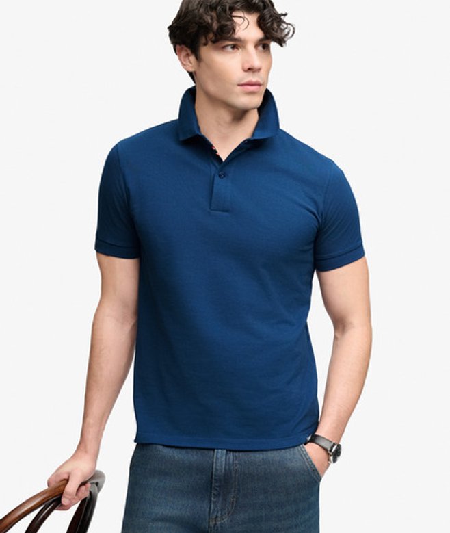 Superdry Herren City Pique Poloshirt Lockere Passform Blue - Größe: S