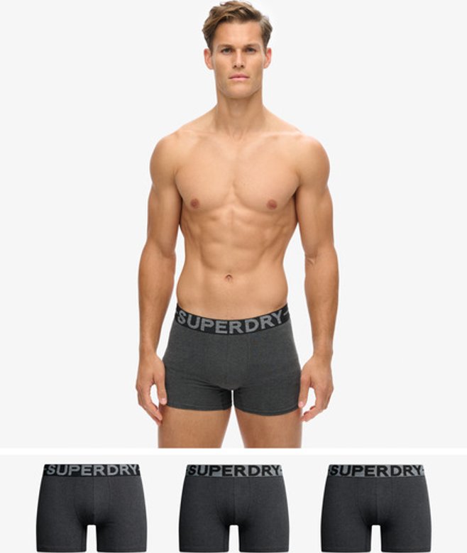 Superdry Herren Boxershorts aus Bio-baumwolle im 3er-Pack Dunkelgrau - Größe: S