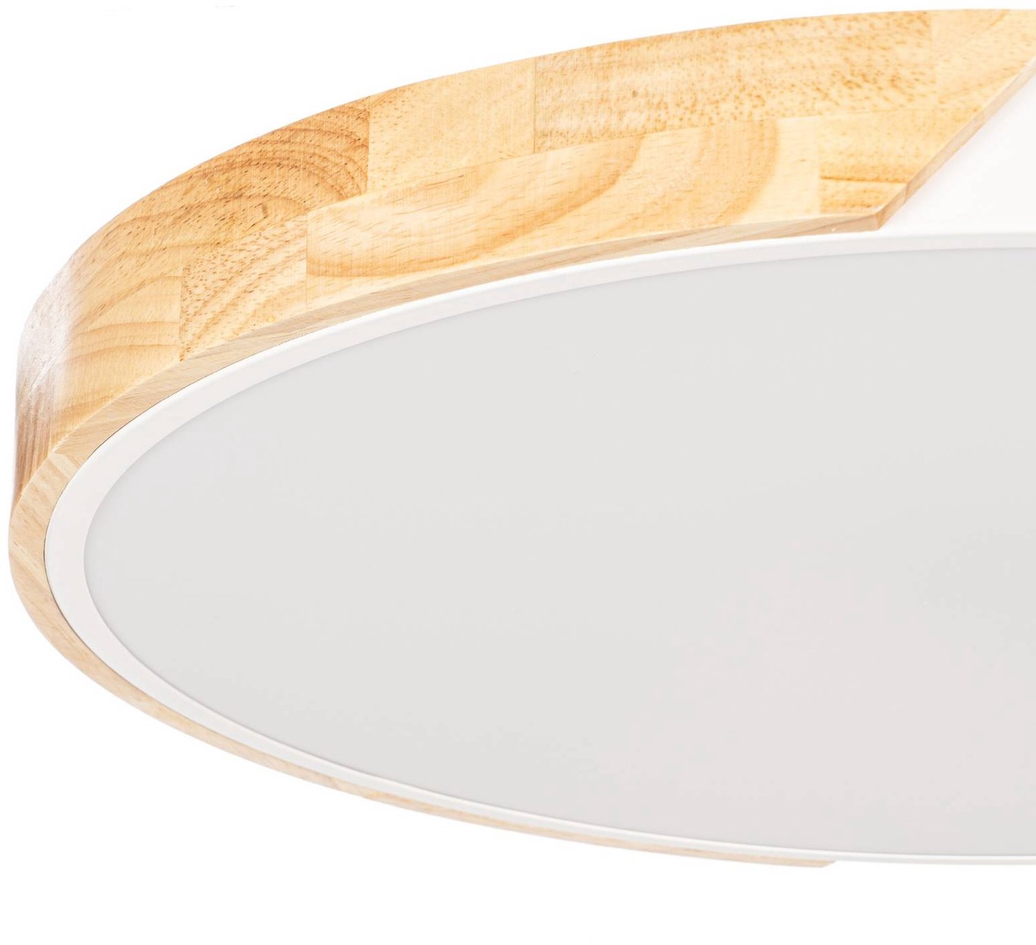 Lynorri LED-Deckenleuchte, Ø 51 cm, Holzdekor, weiß - Prios - Wohnzimmer - Modern - Kunststoff - Rund