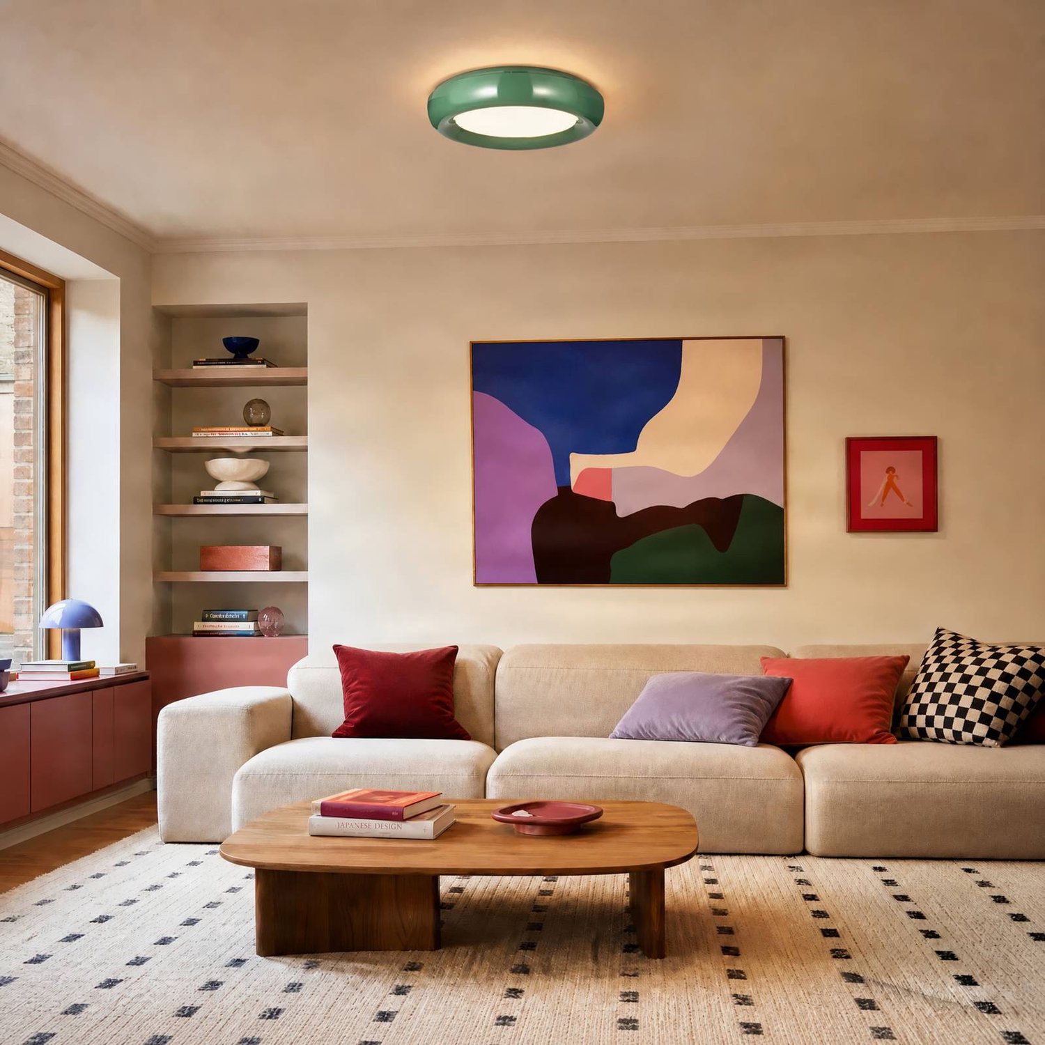 LED-Deckenleuchte Lennox, dunkelgrün, 3-step-dim, Ø 43 cm - Lindby - Wohnzimmer - Modern - Metall - Einflammig