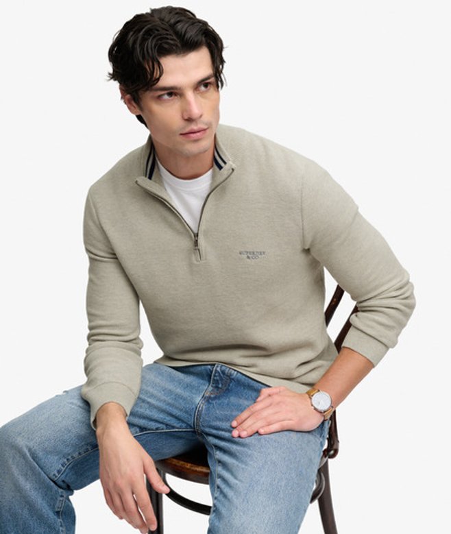 Superdry Herren Honeycomb-pullover mit Schmaler Passform Light Grey - Größe: L