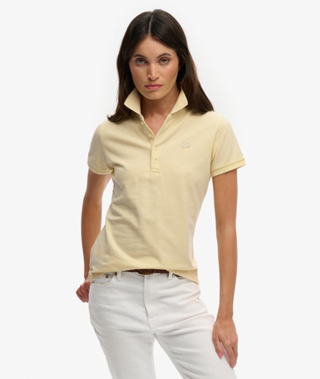 Superdry Damen Heritage Poloshirt mit Schmaler Passform Yellow - Größe: 40