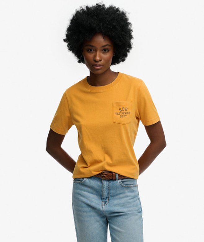 Superdry Damen Vintage Prep T-shirt Gold - Größe: 40
