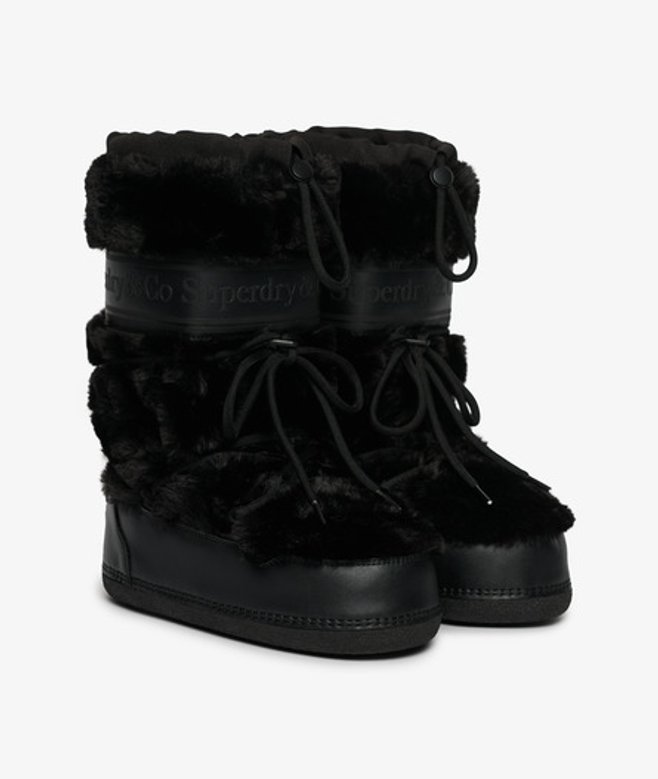 Superdry Damen Borg Snow Boots Black - Größe: 3-4